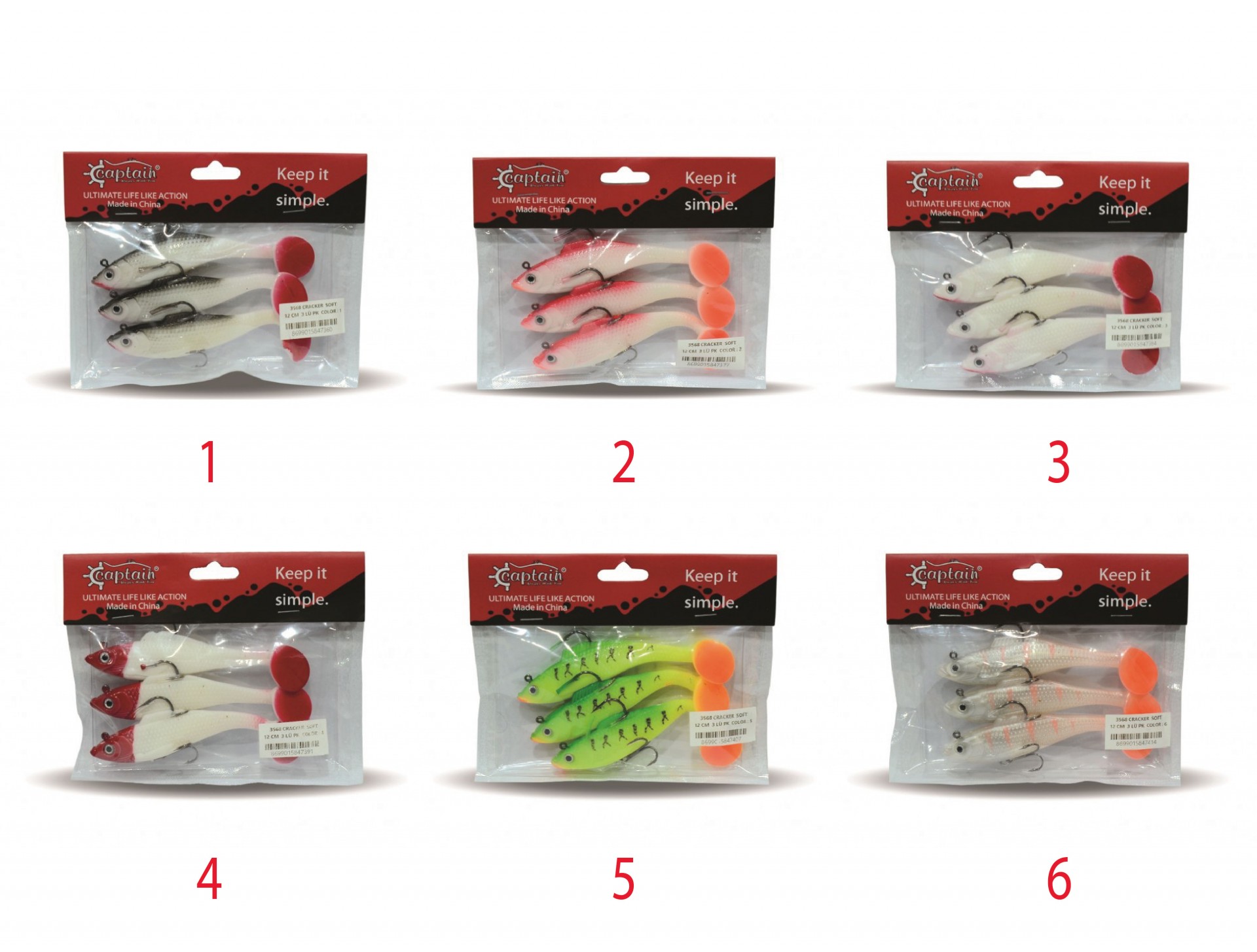 Captain 3568 Cracker Soft 12cm Levrek Turna Silikonu 3'lü Set Suni Balık