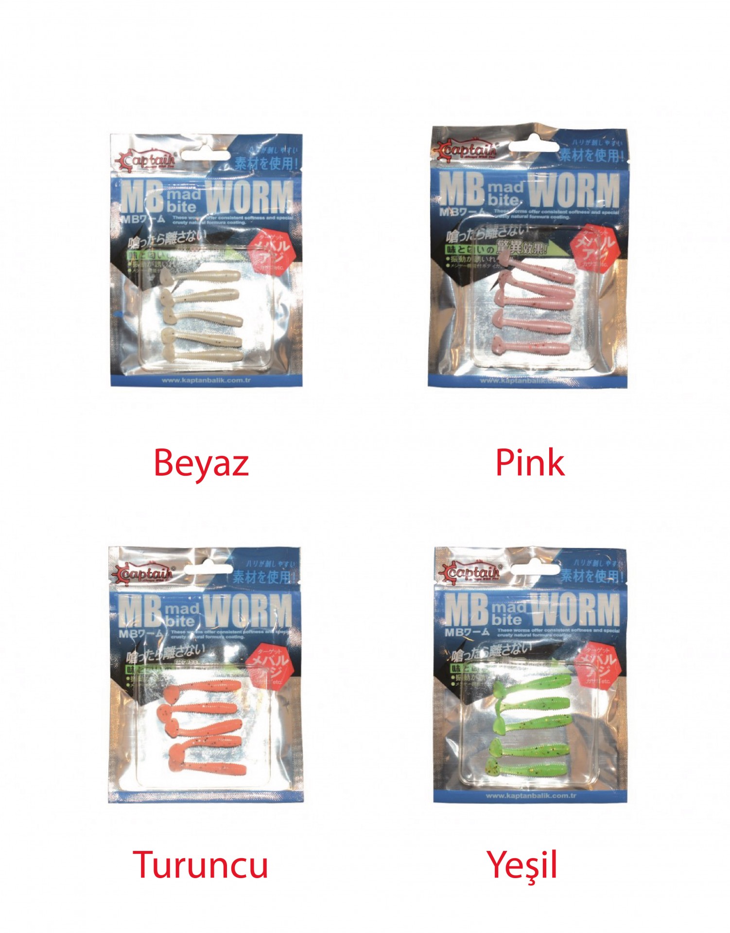 Captain 3522 Mad Bite Worm T Tail 3.6cm Aromalı LRF Silikon Yem 5'li Set