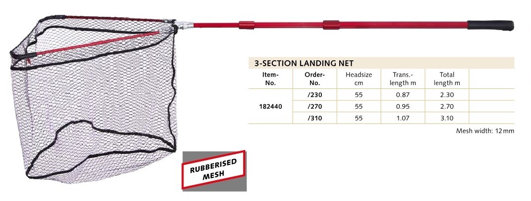 Balzer 18244 310 Teleskopik Kepçe 310cm Kauçuk Fileli Katlanır Kepçe